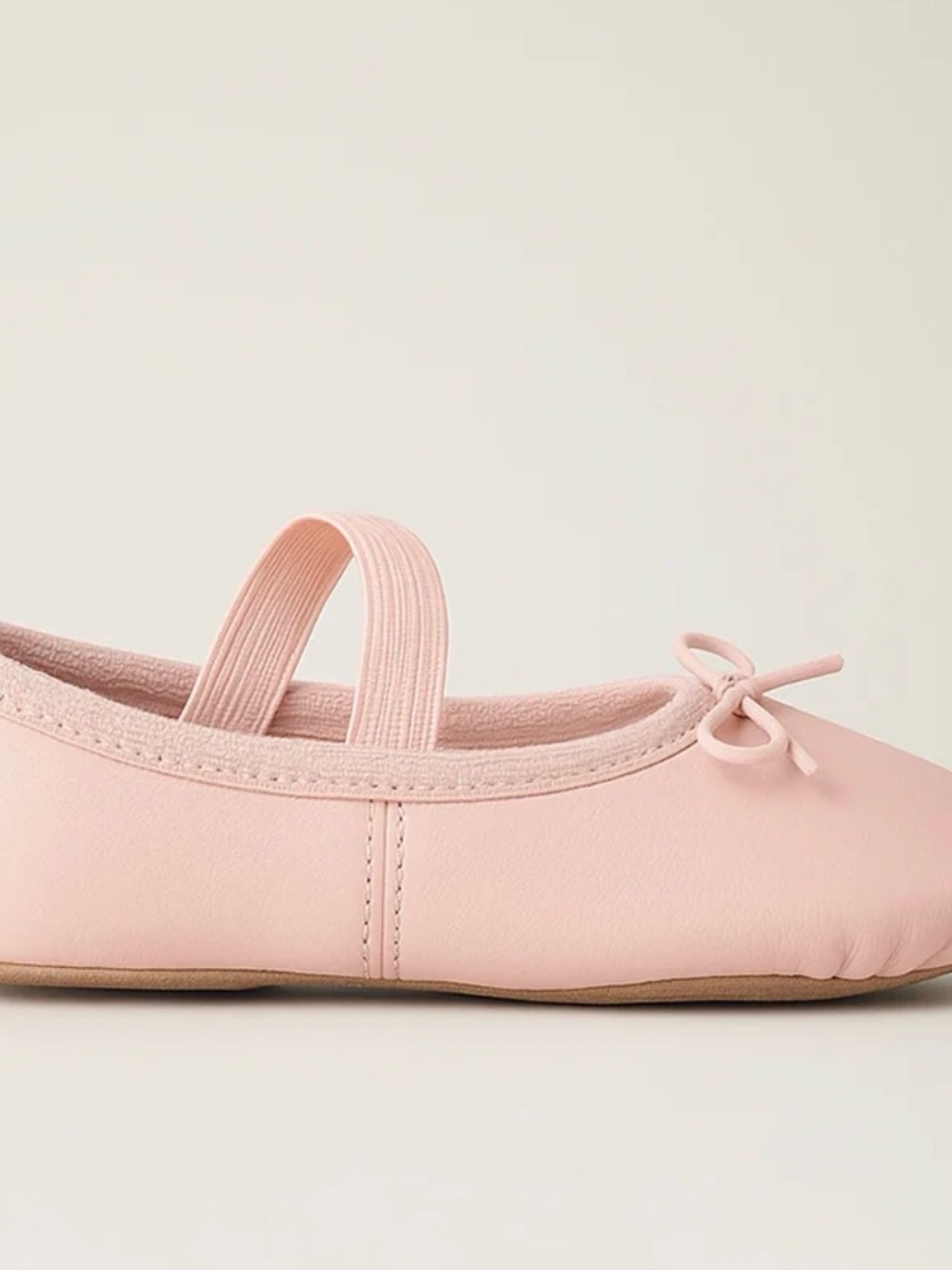 Girls Pale Pink Ballet Flat with Elastic Strap and Bow
